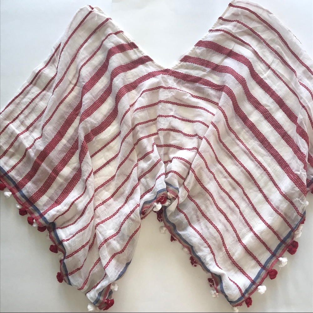 Lovestitch Red and White Poncho
